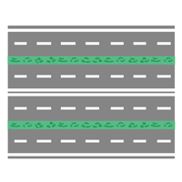 Uso di corsie e carreggiate: strada a tre carreggiate e otto corsie